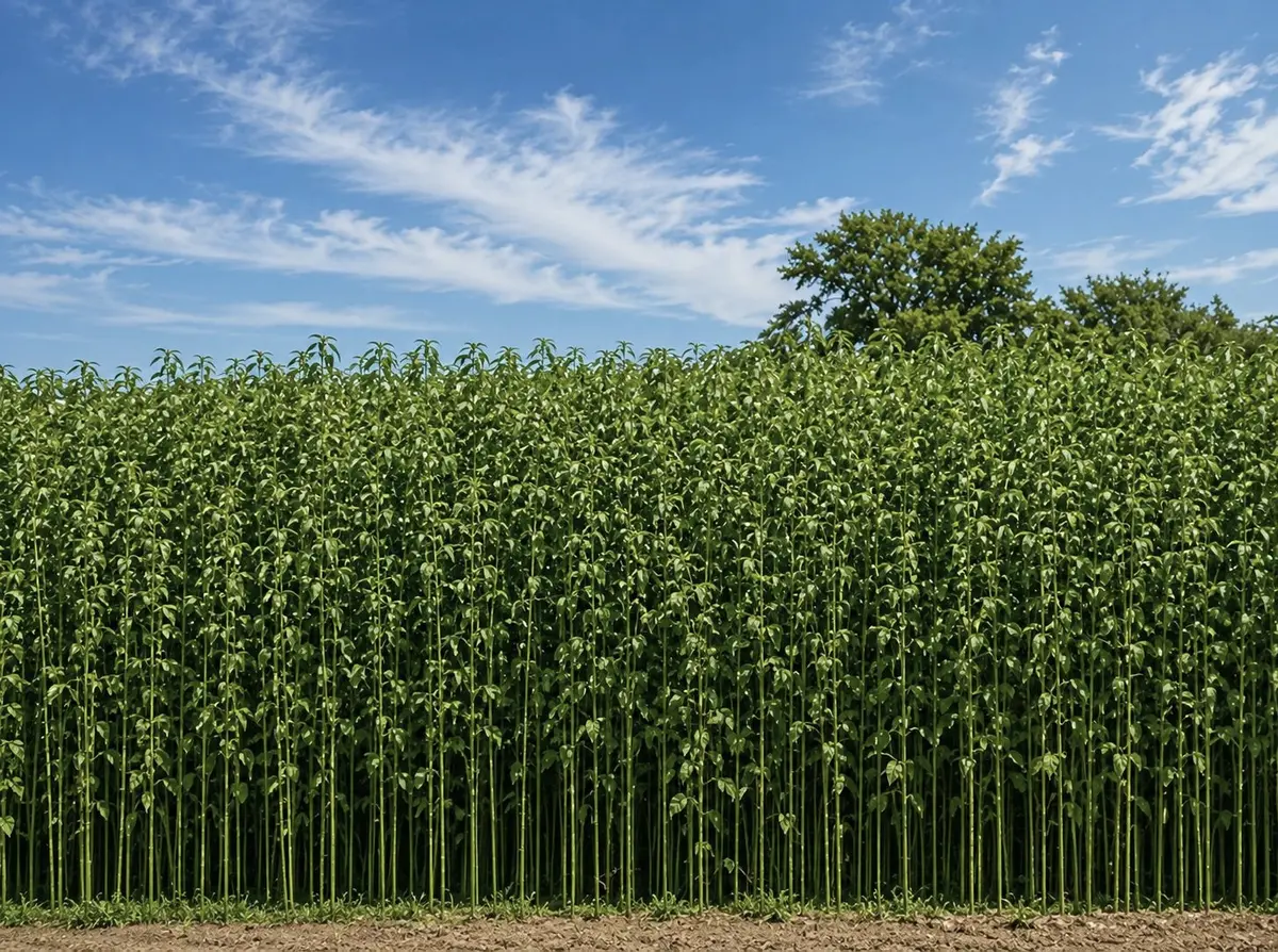 Standing Tossa jute crop under open sky in the Bangladesh delta
